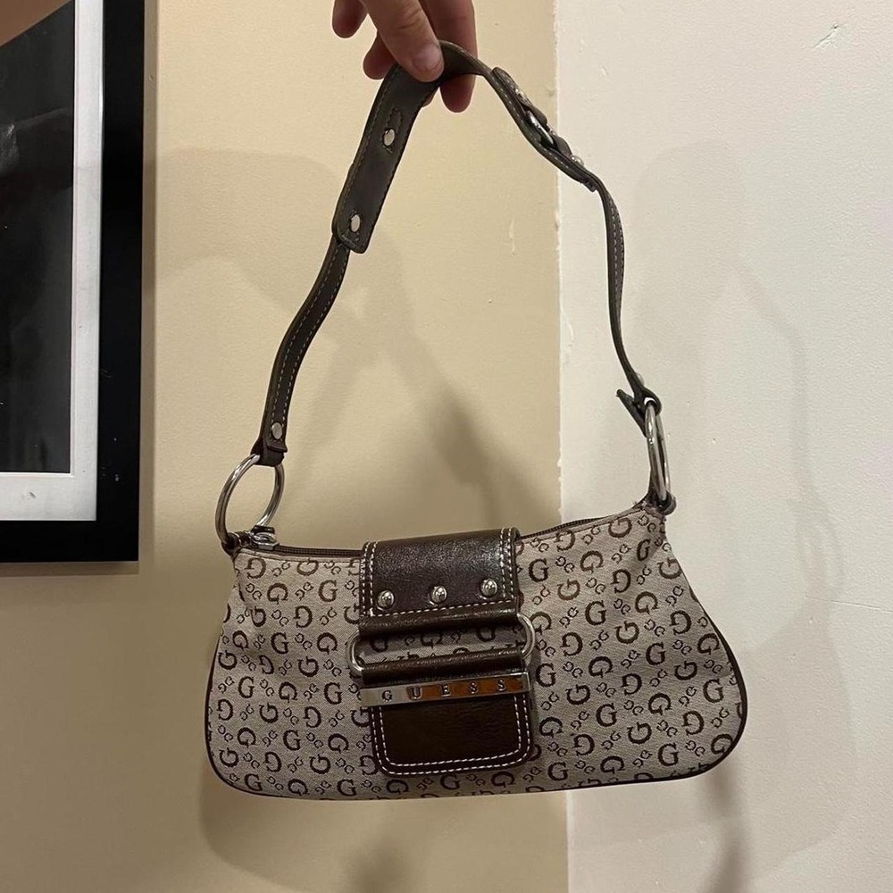 y2k 2000s brown All Over Print Monogram Guess Mini shoulder bag / Handbag